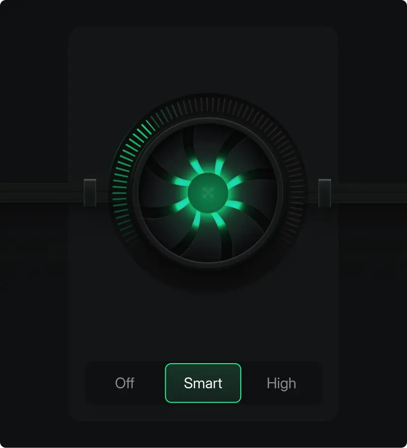 Hypertune GPU Overclocking control with Off, Smart and High modes, with Smart selected